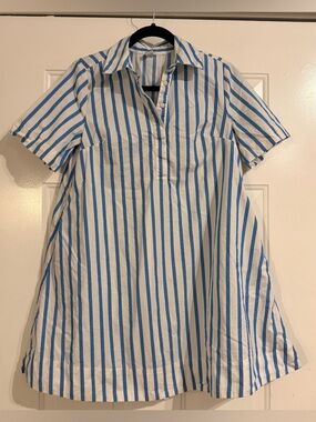 Old Navy stripe A-line shirt dress blue white size XS